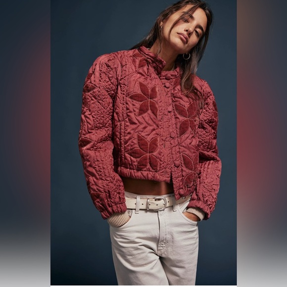 Free People Jackets & Blazers - Free People Quilted Floral Jacket – Red – Size Medium
Brand new